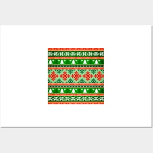 Christmas Knit Pattern Posters and Art